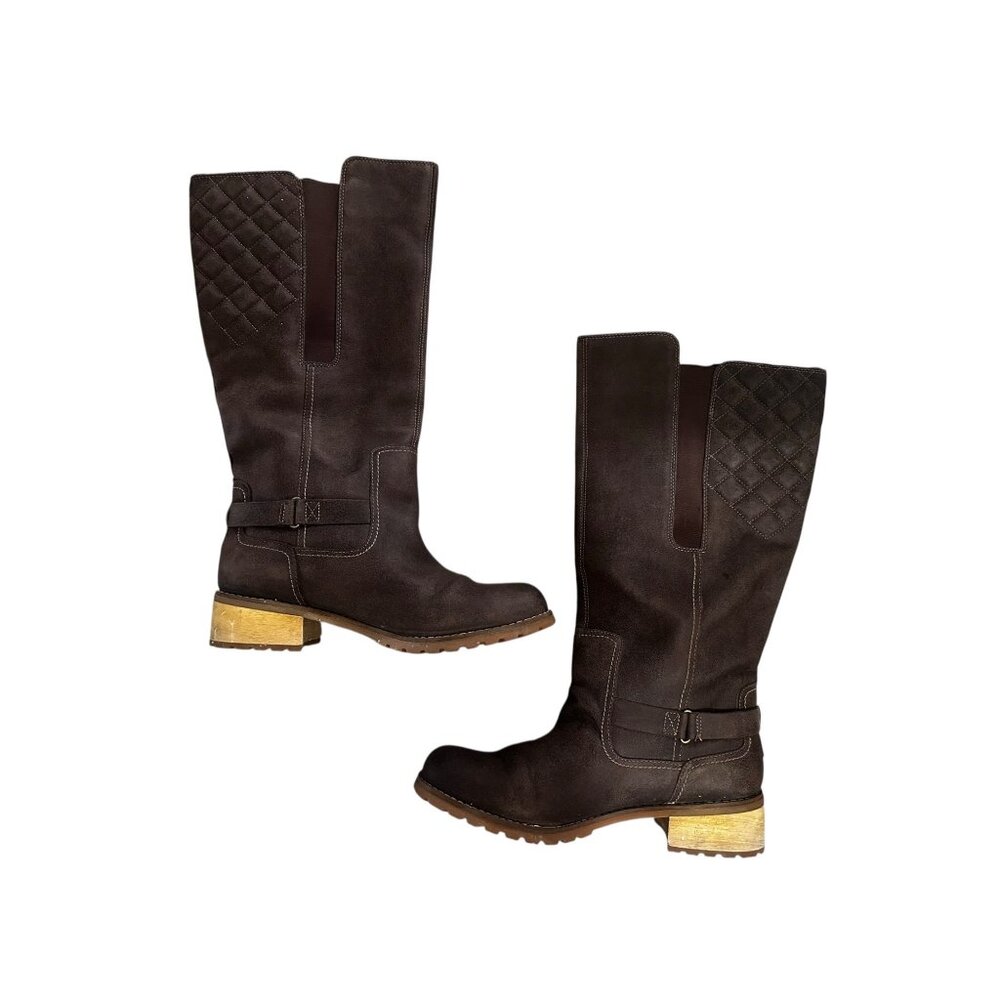 Timberland Earthkeepers Suede Equestrian Tall Boots 11 Brown Quilted Waterproof